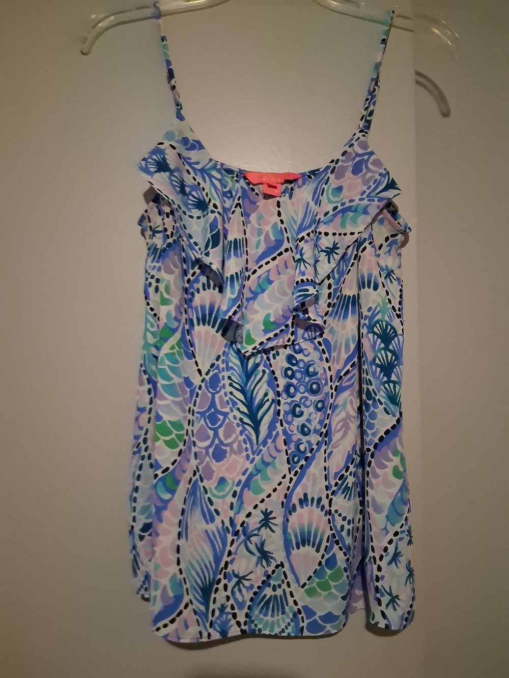 Lilly Pulitzer Blue, Pink & Green Ruffle Cami Top - Picture 2 of 7
